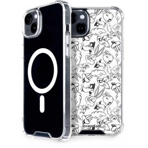 Looney Tunes Looney Squad Black and White Grid iPhone 14 MagSafe Case