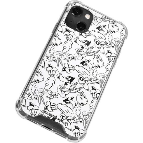 Looney Tunes Looney Squad Black and White Grid iPhone 14 Plus Clear Case