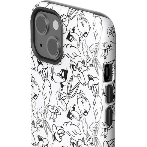 Looney Tunes Looney Squad Black and White Grid iPhone 15 Impact Case