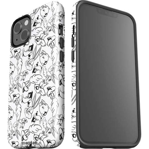 Looney Tunes Looney Squad Black and White Grid iPhone 15 Impact Case