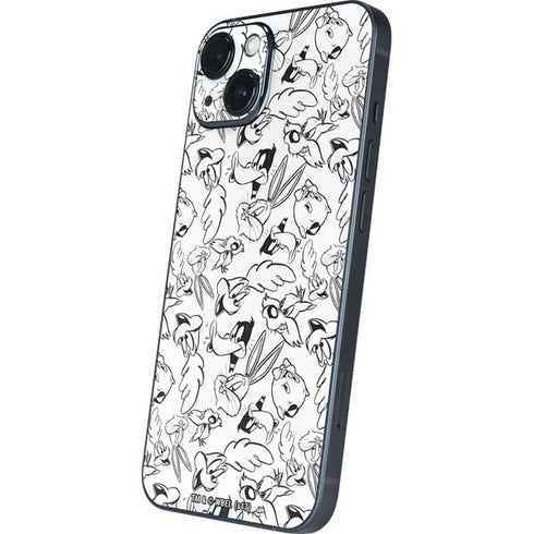Looney Tunes Looney Squad Black and White Grid iPhone 15 Plus Skin