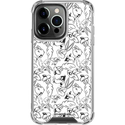 Looney Tunes Looney Squad Black and White Grid iPhone 14 Pro Clear Case