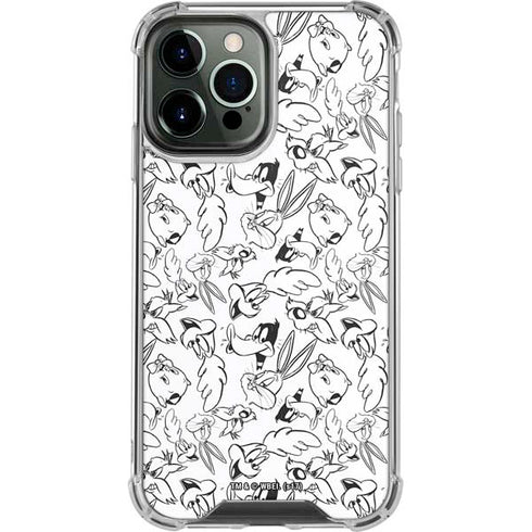 Looney Tunes Looney Squad Black and White Grid iPhone 15 Pro Max Clear Case