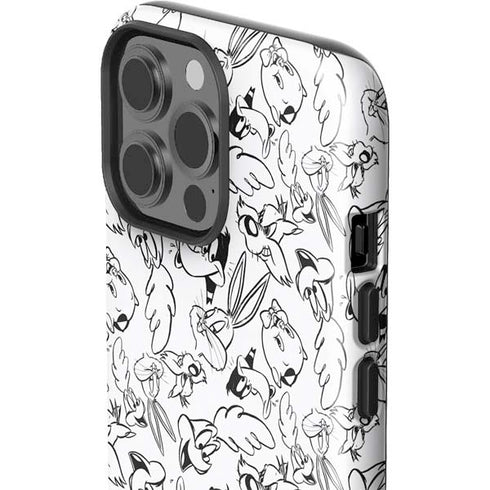Looney Tunes Looney Squad Black and White Grid iPhone 14 Pro Max Impact Case