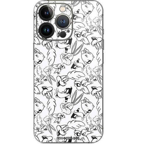 Looney Tunes Looney Squad Black and White Grid iPhone 14 Pro Skin