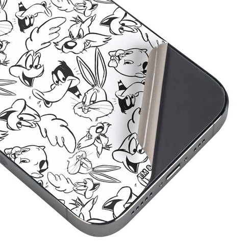 Looney Tunes Looney Squad Black and White Grid iPhone 15 Pro Skin