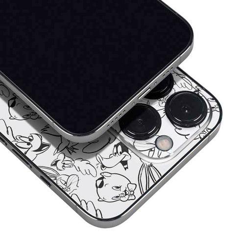 Looney Tunes Looney Squad Black and White Grid iPhone 15 Pro Skin