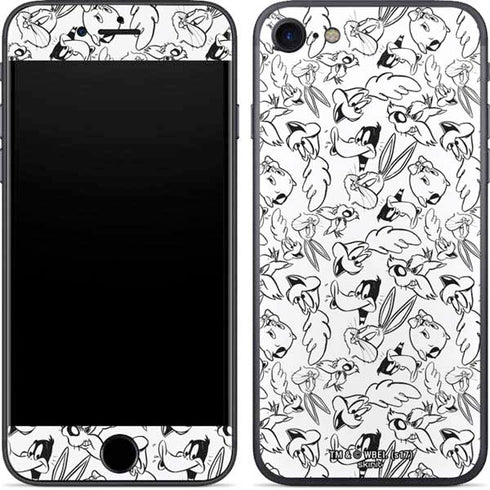 Looney Tunes Looney Squad Black and White Grid iPhone 8 Skin