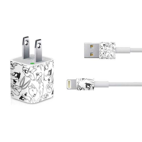 Looney Tunes Looney Squad Black and White Grid iPhone Charger (5W USB) Skin