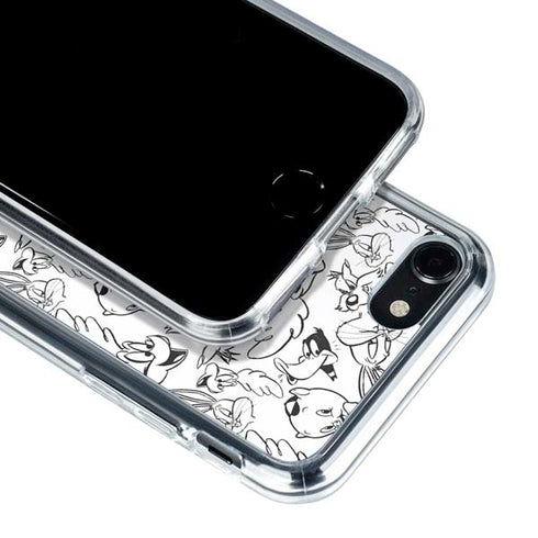 Looney Tunes Looney Squad Black and White Grid iPhone SE (2nd & 3rd Gen) Clear Case