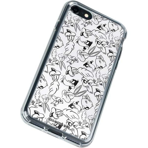 Looney Tunes Looney Squad Black and White Grid iPhone SE (2nd & 3rd Gen) Clear Case