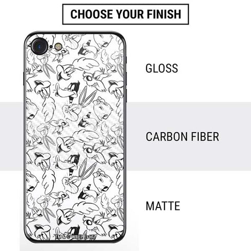 Looney Tunes Looney Squad Black and White Grid iPhone SE (2nd & 3rd Gen) Skin