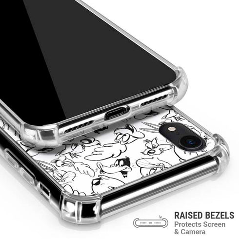 Looney Tunes Looney Squad Black and White Grid iPhone XR Clear Case