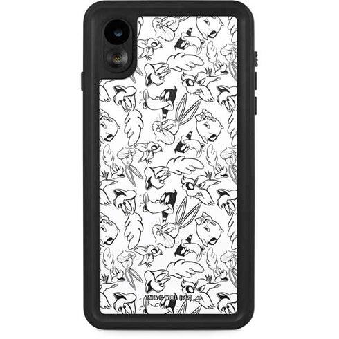 Looney Tunes Looney Squad Black and White Grid iPhone XR Waterproof Case