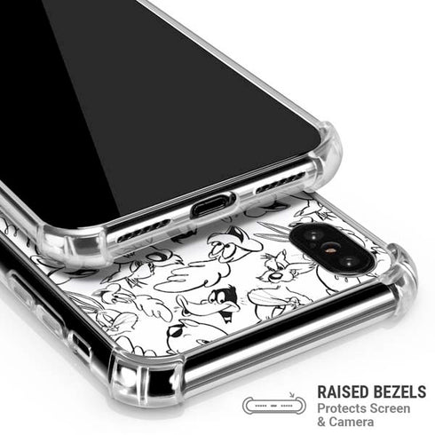 Looney Tunes Looney Squad Black and White Grid iPhone XS Max Clear Case