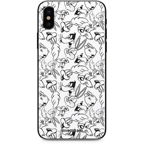 Looney Tunes Looney Squad Black and White Grid iPhone XS Skin