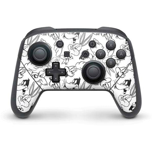 Looney Tunes Looney Squad Black and White Grid Nintendo Switch Pro Controller Skin