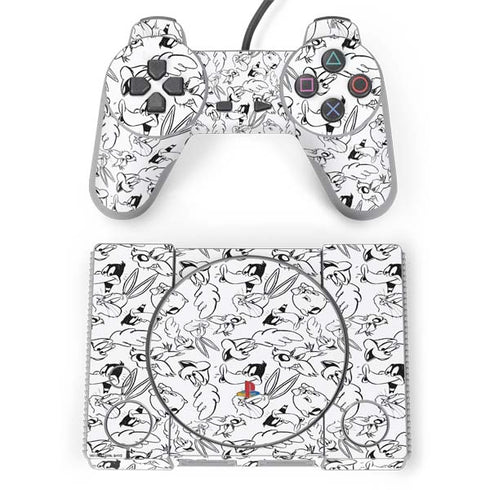 Looney Tunes Looney Squad Black and White Grid PlayStation Classic Bundle Skin