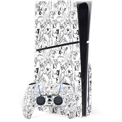 Looney Tunes Looney Squad Black and White Grid PS5 Slim Disk Bundle Skin