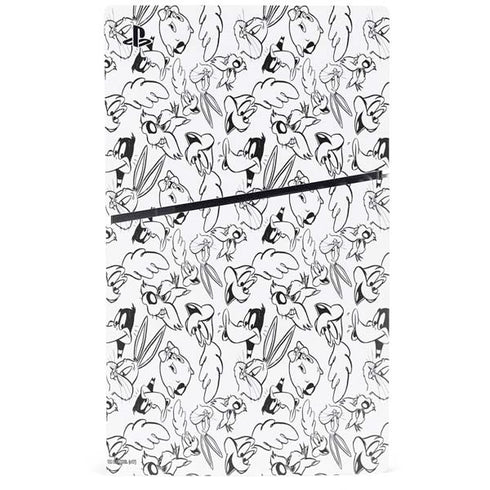 Looney Tunes Looney Squad Black and White Grid PS5 Slim Disk Bundle Skin