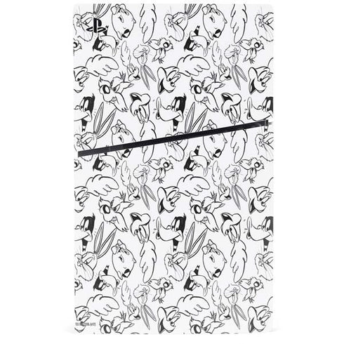 Looney Tunes Looney Squad Black and White Grid PS5 Slim Disk Console Skin