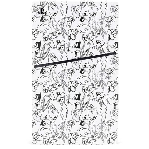 Looney Tunes Looney Squad Black and White Grid PS5 Slim Digital Edition Console Skin