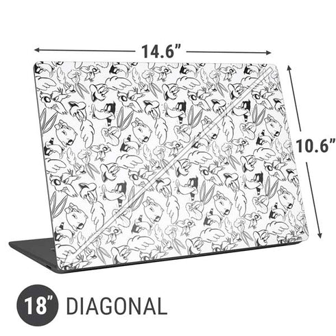 Looney Tunes Looney Squad Black and White Grid Universal Laptop 18in (14.6 x 10.6in) Skin