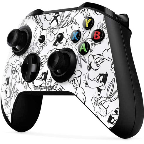 Looney Tunes Looney Squad Black and White Grid Xbox One X Controller Skin