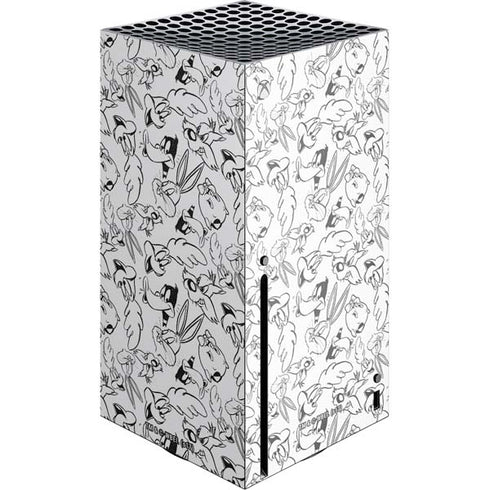 Looney Tunes Looney Squad Black and White Grid Xbox Series X Console Skin