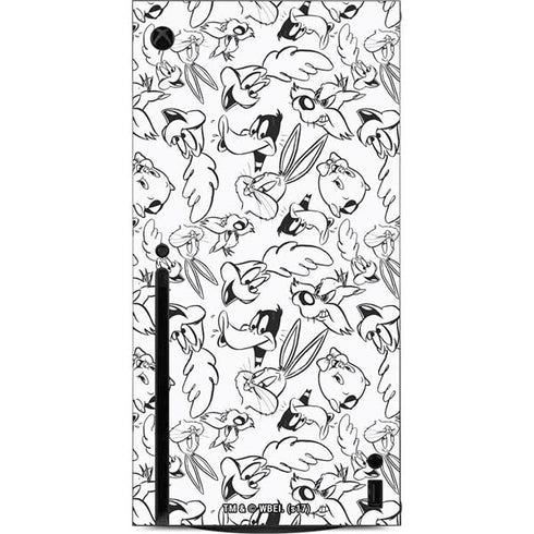 Looney Tunes Looney Squad Black and White Grid Xbox Series X Console Skin