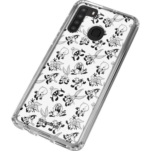Looney Tunes Big Head Pattern Galaxy A21 Clear Case