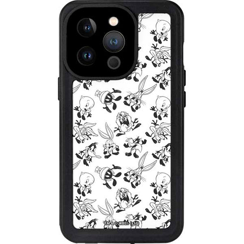 Looney Tunes Big Head Pattern iPhone 14 Pro Waterproof Case