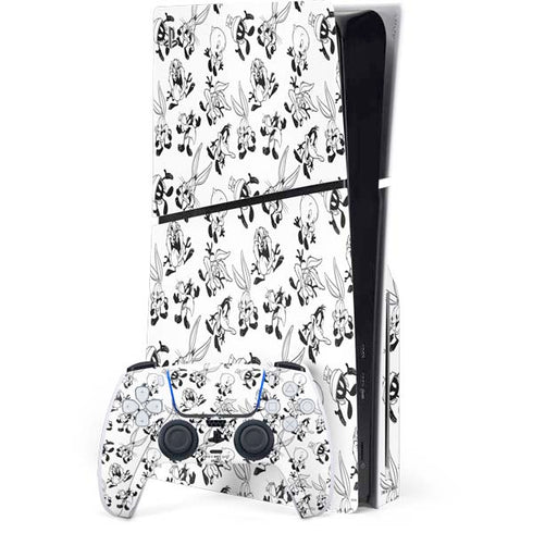 Looney Tunes Big Head Pattern PS5 Slim Disk Bundle Skin