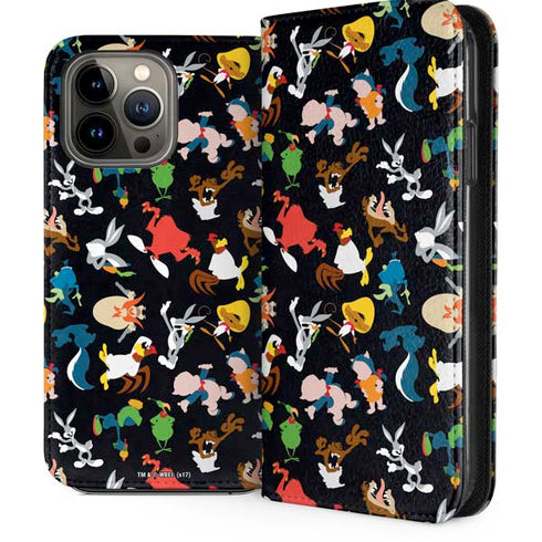 Looney Tunes Identity Pattern iPhone 13 Pro Max Folio Case