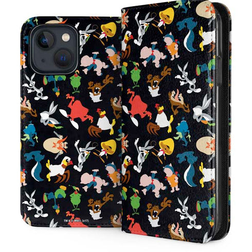 Looney Tunes Identity Pattern iPhone 15 Plus Folio Case