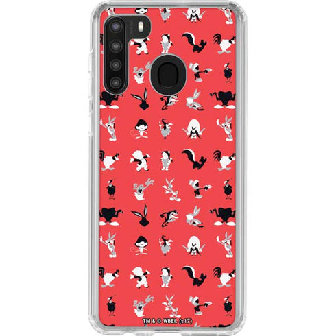 Looney Tunes Identity Red Pattern Galaxy A21 Clear Case