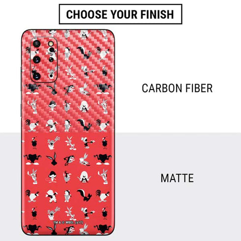 Looney Tunes Identity Red Pattern Galaxy S20 Plus Skin