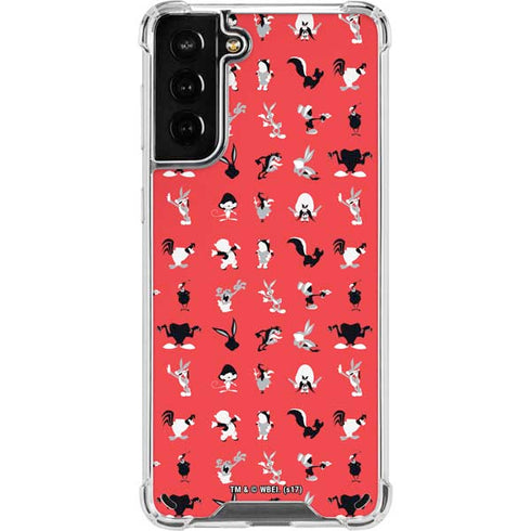 Looney Tunes Identity Red Pattern Galaxy S21 Plus 5G Clear Case