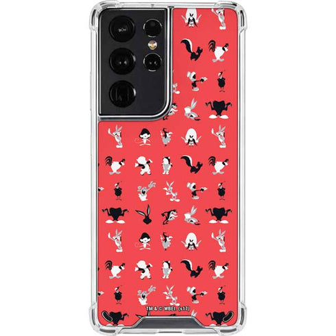 Looney Tunes Identity Red Pattern Galaxy S21 Ultra 5G Clear Case
