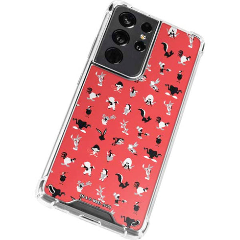 Looney Tunes Identity Red Pattern Galaxy S21 Ultra 5G Clear Case
