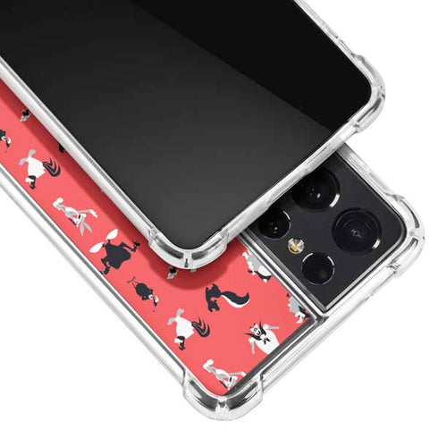 Looney Tunes Identity Red Pattern Galaxy S21 Ultra 5G Clear Case
