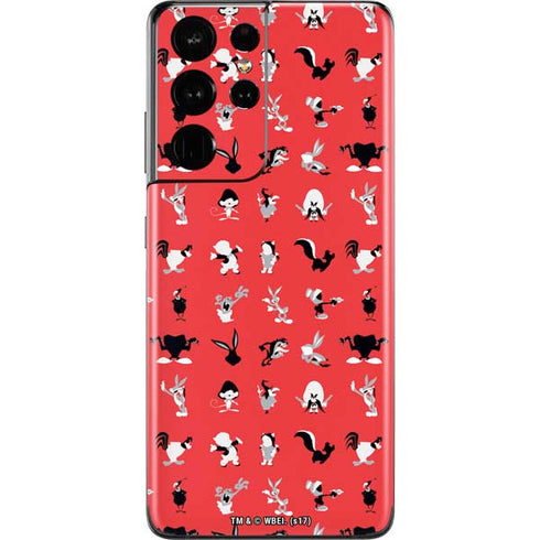 Looney Tunes Identity Red Pattern Galaxy S21 Ultra 5G Skin
