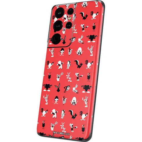 Looney Tunes Identity Red Pattern Galaxy S21 Ultra 5G Skin