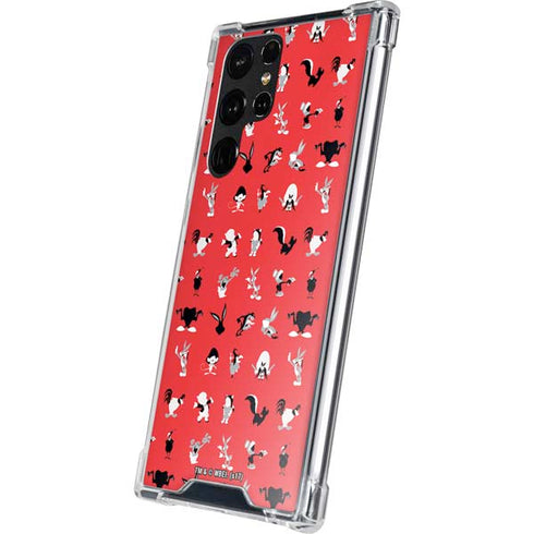 Looney Tunes Identity Red Pattern Galaxy S22 Ultra Clear Case