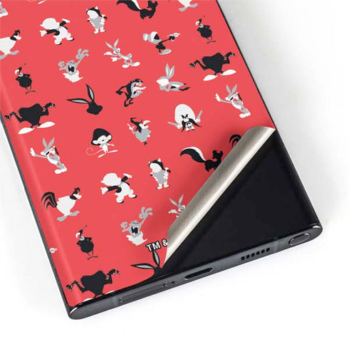 Looney Tunes Identity Red Pattern Galaxy S22 Ultra Skin