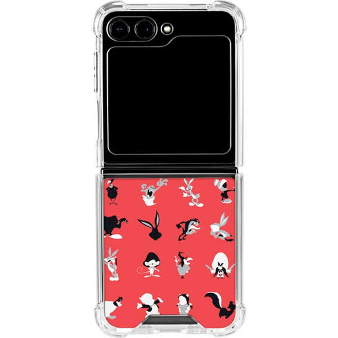 Looney Tunes Identity Red Pattern Galaxy Z Flip5 5G Clear Case