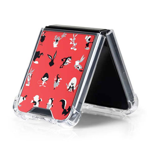 Looney Tunes Identity Red Pattern Galaxy Z Flip5 5G Clear Case