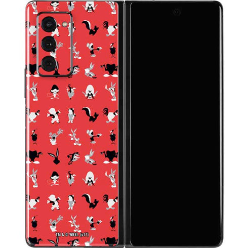 Looney Tunes Identity Red Pattern Galaxy Z Fold2 5G Skin