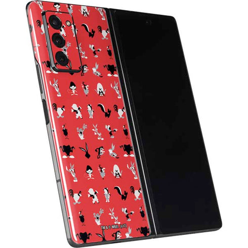 Looney Tunes Identity Red Pattern Galaxy Z Fold2 5G Skin