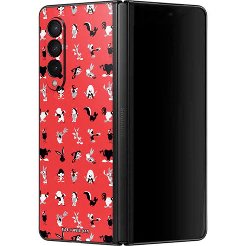 Looney Tunes Identity Red Pattern Galaxy Z Fold3 5G Skin